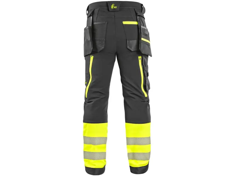 Kalhoty CXS NAOS HV, pánské, černo-žlutá Hi-Vis, reflexní pruhy, vel. 46