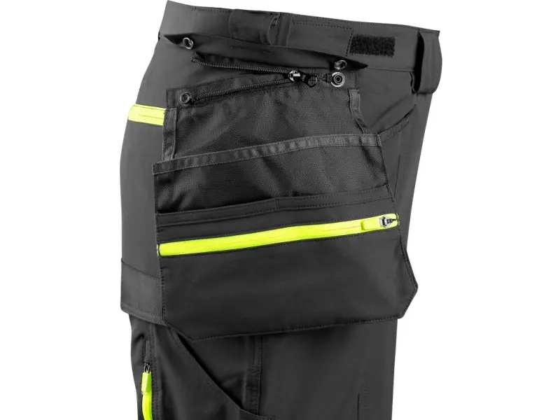 Kalhoty CXS NAOS HV, pánské, černo-žlutá Hi-Vis, reflexní pruhy, vel. 46