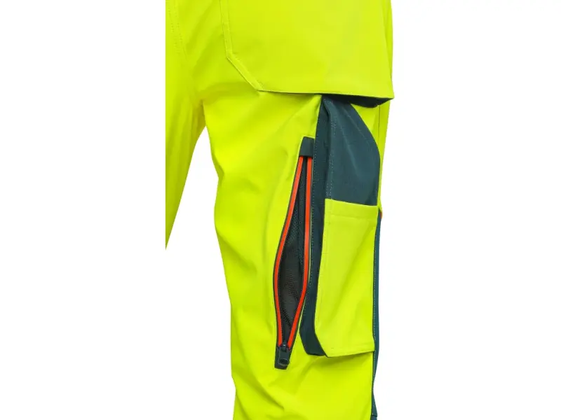 Kalhoty CXS BEDFORD, výstražné, pánské, softshell, žluto-petrolová, vel. 46