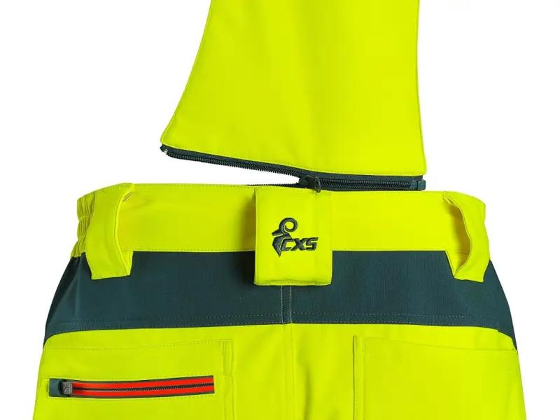 Kalhoty CXS BEDFORD, výstražné, pánské, softshell, žluto-petrolová, vel. 54