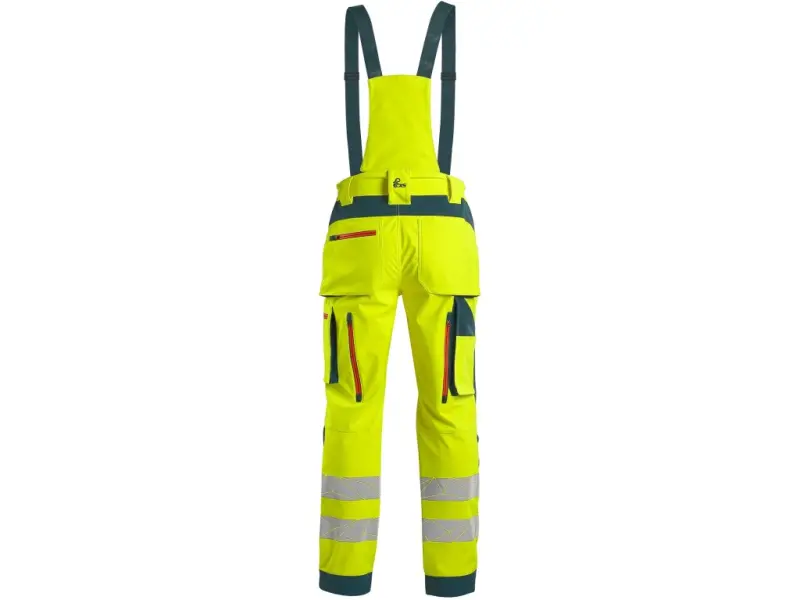 Kalhoty CXS BEDFORD, výstražné, pánské, softshell, žluto-petrolová, vel. 60