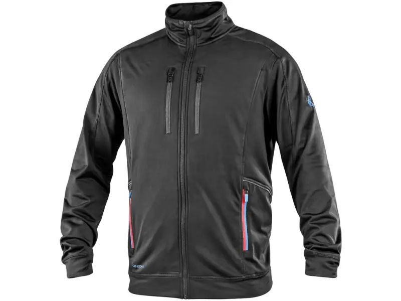 Mikina CXS LEONIS, černá s HV modro/červenými doplňky, vel. 2XL
