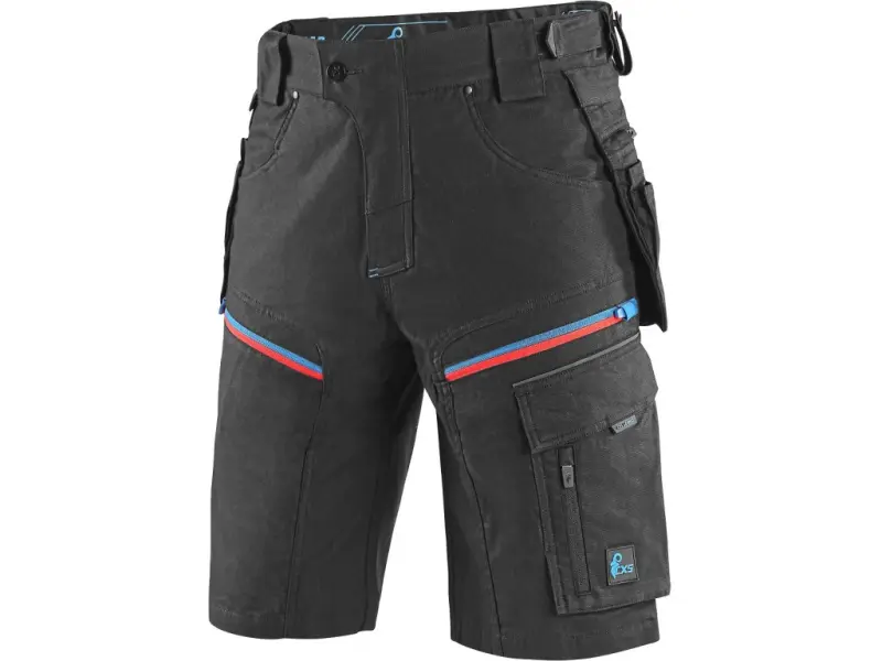 Kraťasy CXS LEONIS, pánské, černé s modro/červenými doplňky
