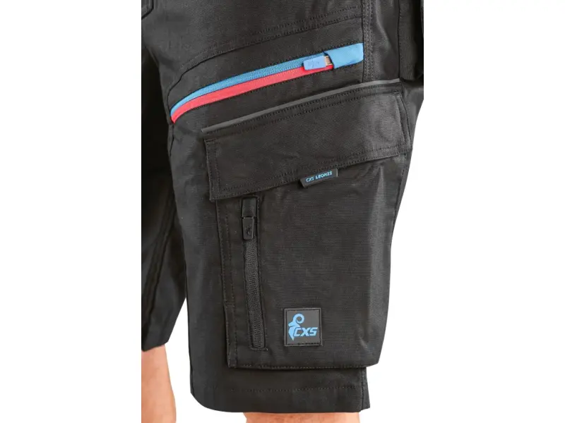Kraťasy CXS LEONIS, pánské, černé s modro/červenými doplňky, vel. 58