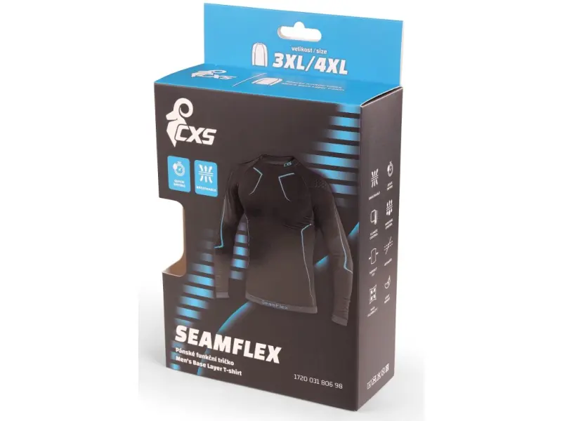Tričko CXS SeamFlex, funkční, dlouhý rukáv, pánské, černo-modré