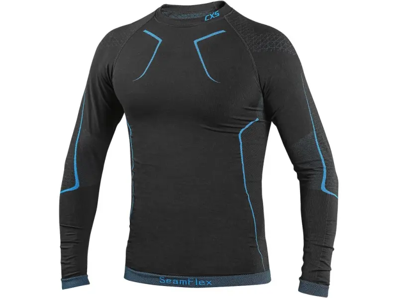 Tričko CXS SeamFlex, funkční, dlouhý rukáv, pánské, černo-modré, vel. XL/2XL