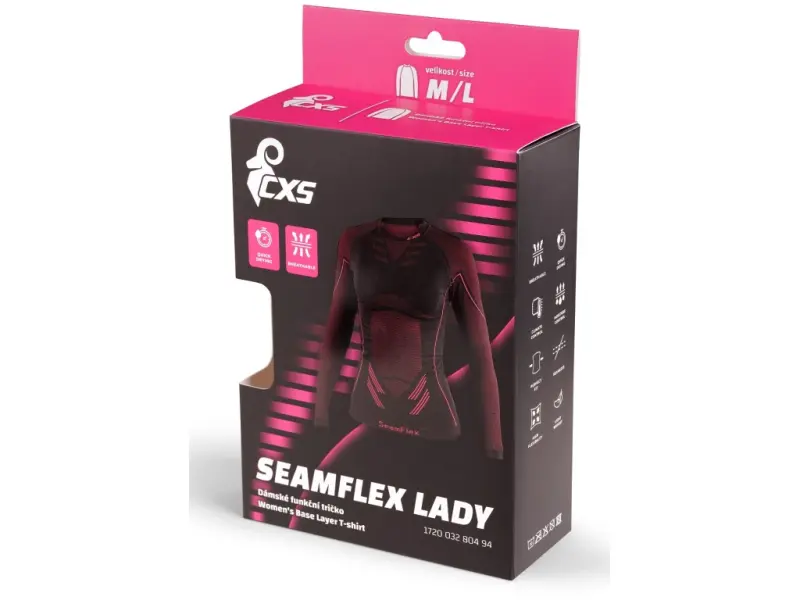Tričko CXS SeamFlex LADY, dámské, funkční, černo-růžové
