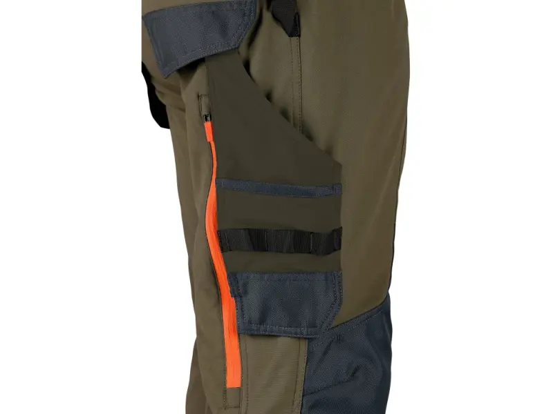 Kalhoty CXS NAOS pánské, khaki-olivová, HV oranžové doplňky, vel. 54