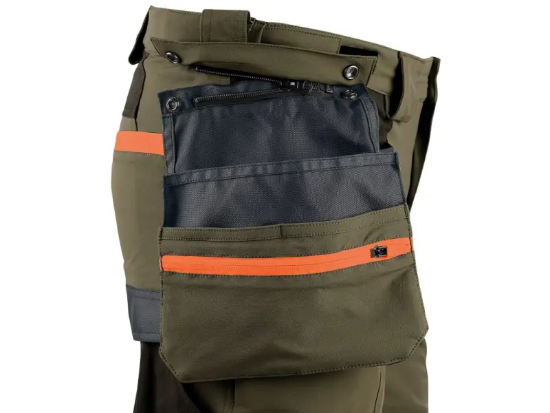 Kalhoty CXS NAOS pánské, khaki-olivová, HV oranžové doplňky, vel. 58