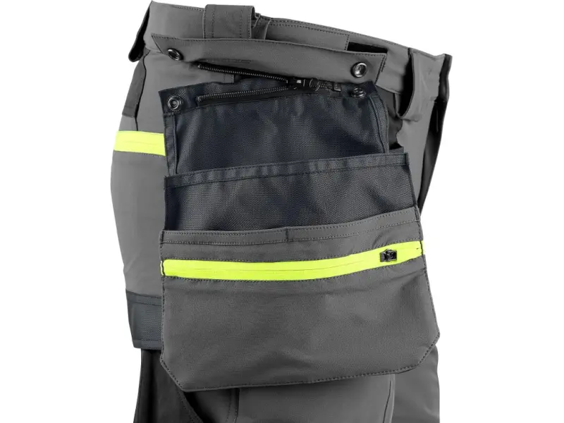 Kalhoty CXS NAOS pánské, šedo-černé, HV žluté doplňky, vel. 58