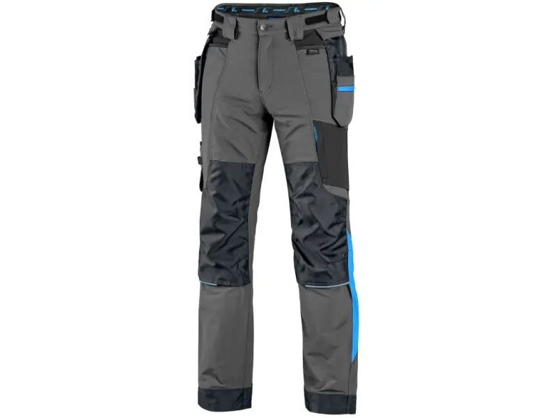 Kalhoty CXS NAOS pánské, šedo-černé, HV modré doplňky, vel. 58