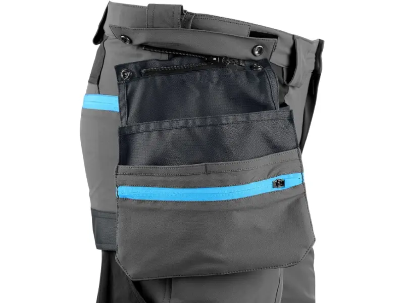 Kalhoty CXS NAOS pánské, šedo-černé, HV modré doplňky, vel. 62