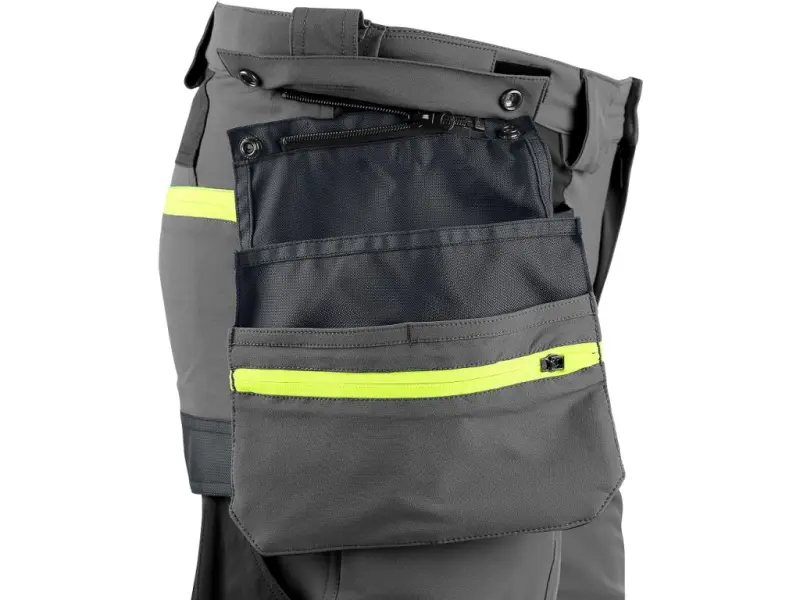 Kraťasy CXS NAOS pánské, šedo-černé, HV žluté doplňky, vel. 56