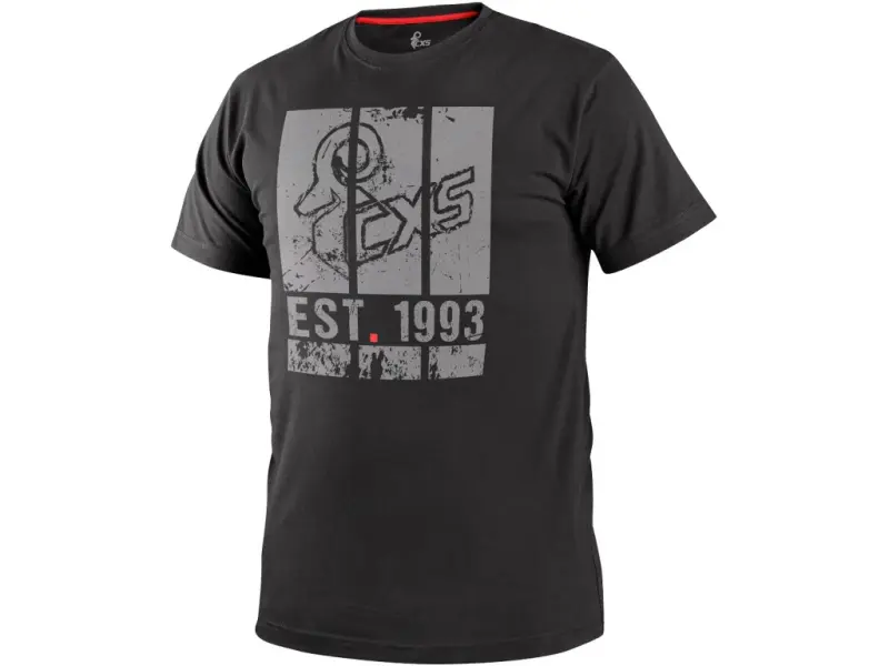 Tričko CXS WILDER, krátký rukáv, potisk CXS logo, černé, vel. 2XL