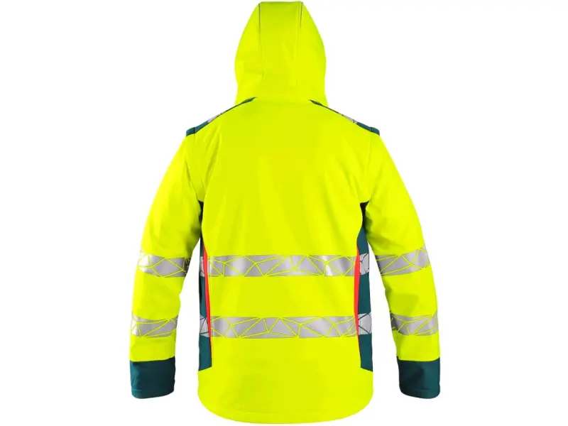 Bunda CXS BEDFORD, výstražná, pánská, softshell, žluto-petrolová, vel. L