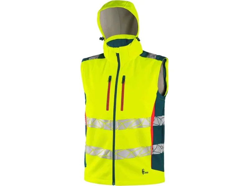 Bunda CXS BEDFORD, výstražná, pánská, softshell, žluto-petrolová, vel. L