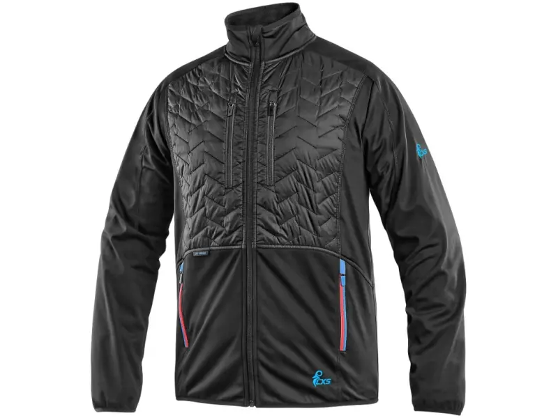 Bunda CXS LEONIS, pánská, černá s HV modro/červenými doplňky, vel. 3XL